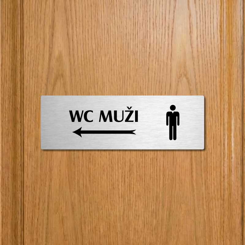 WC muži vlevo, 240x79mm, stříbrná popiska 
